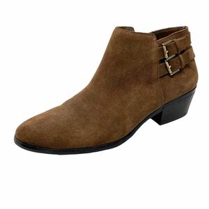 Sam Edelman Petal Ankle Boots Size 9.5 Brown Suede Buckle Details Neutral